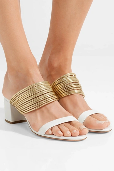 Shop Aquazzura Rendez Vous Leather Sandals In White