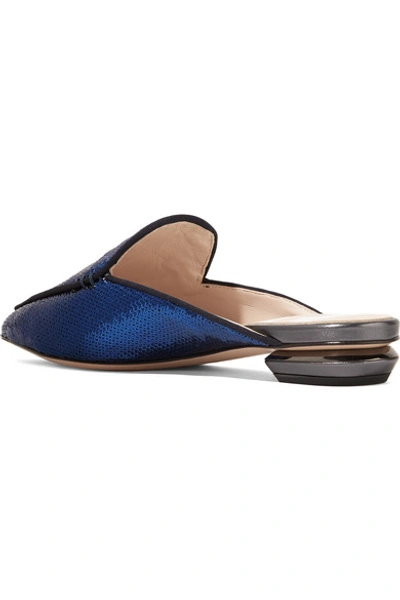 Shop Nicholas Kirkwood Beya Sequined Leather Slippers In Indigo