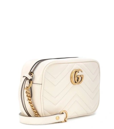 Shop Gucci Gg Marmont Mini Leather Shoulder Bag In White
