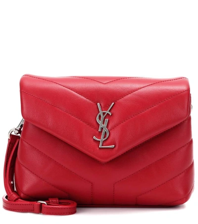 Shop Saint Laurent Toy Loulou Leather Shoulder Bag In Red