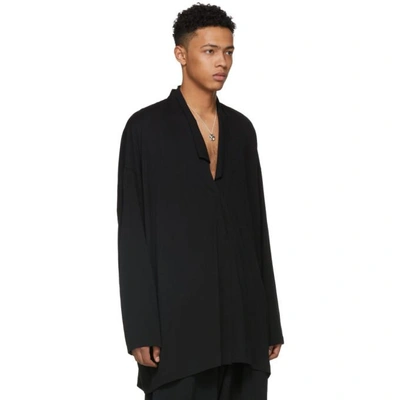 Shop Yohji Yamamoto Black Oversized Asymmetric Shirt