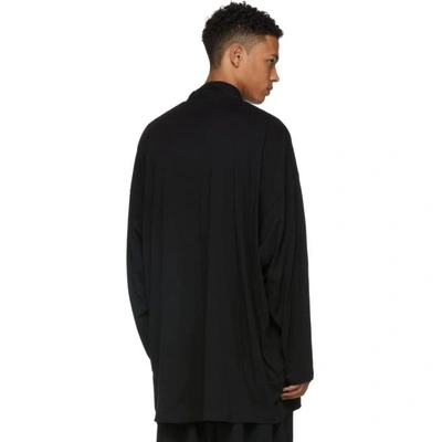 Shop Yohji Yamamoto Black Oversized Asymmetric Shirt