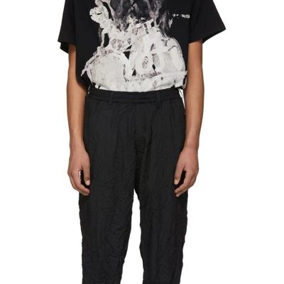 Shop Yohji Yamamoto Black Plastic Cord Lounge Trousers