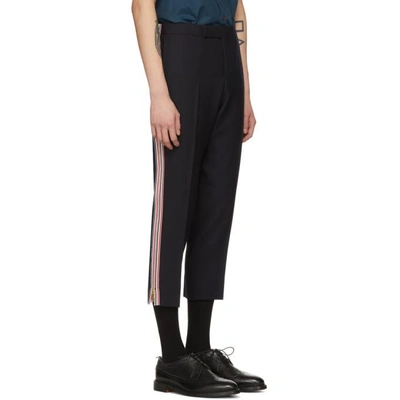Thom Browne Navy Low rise Skinny Side Tab Trousers In  Navy