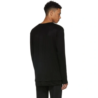 Shop Yohji Yamamoto Black Long Sleeve Tencel T-shirt