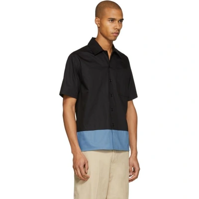 Shop Ami Alexandre Mattiussi Black And Blue Colorblock Shirt In 005blkblu
