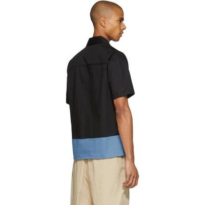 Shop Ami Alexandre Mattiussi Black And Blue Colorblock Shirt In 005blkblu
