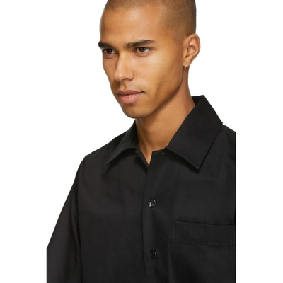 Shop Ami Alexandre Mattiussi Black And Blue Colorblock Shirt In 005blkblu