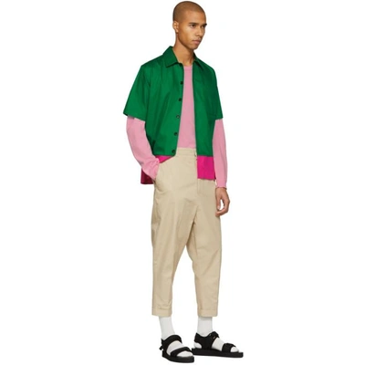 Shop Ami Alexandre Mattiussi Green And Pink Colorblock Shirt In 315vertros