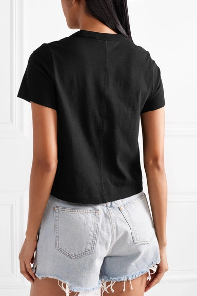 Shop Alexander Wang T Cropped Stretch Cotton-jersey T-shirt In Black