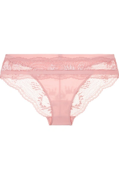 Shop La Perla Topaz Metallic Stretch-leavers Lace And Jersey Briefs