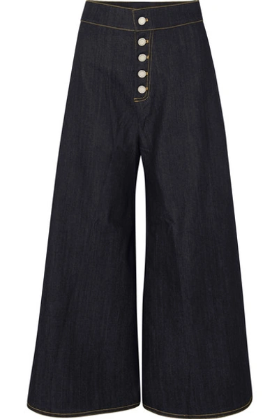 Shop Paper London Coco High-rise Wide-leg Jeans In Dark Denim