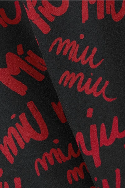 Shop Miu Miu Printed Silk Crepe De Chine T-shirt In Red