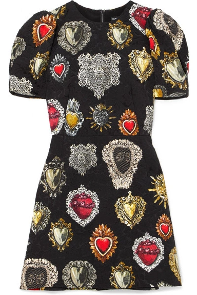 Shop Dolce & Gabbana Jacquard Mini Dress In Black