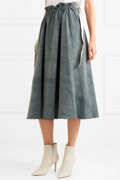 Shop Loewe Denim Midi Skirt In Mid Denim