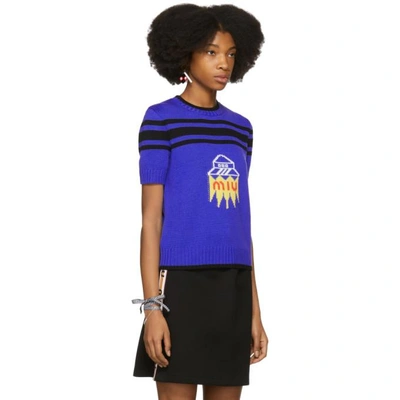 Shop Miu Miu Blue Spaceship Knit Sweater In 215 Cobalt