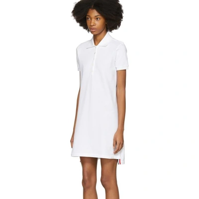 Shop Thom Browne White Short Sleeve A-line Polo Dress In 100 White