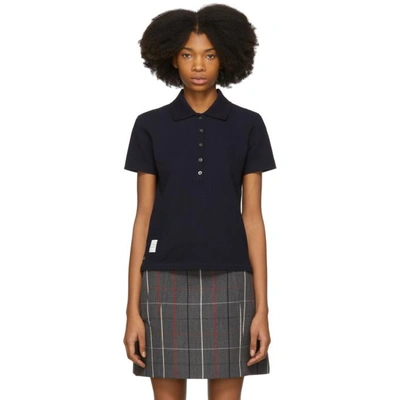 Shop Thom Browne Navy Stripe Relaxed Polo