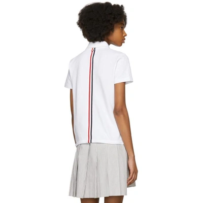 Shop Thom Browne White Stripe Relaxed Polo