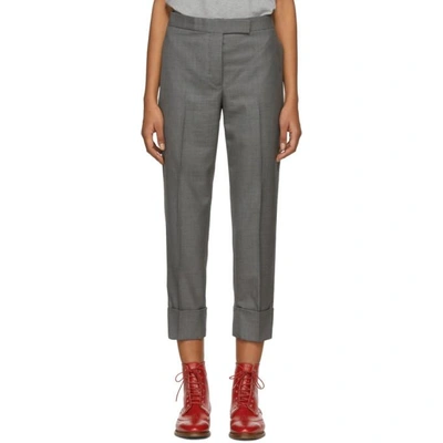 Shop Thom Browne Grey Classic Backstrap Trousers In 035 Med Gre