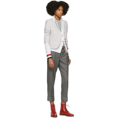 Shop Thom Browne Grey Classic Backstrap Trousers In 035 Med Gre