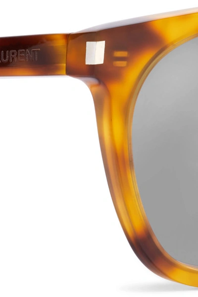 Shop Saint Laurent Cat-eye Tortoiseshell Acetate Mirrored Sunglasses