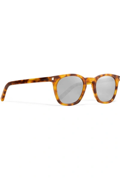 Shop Saint Laurent Cat-eye Tortoiseshell Acetate Mirrored Sunglasses