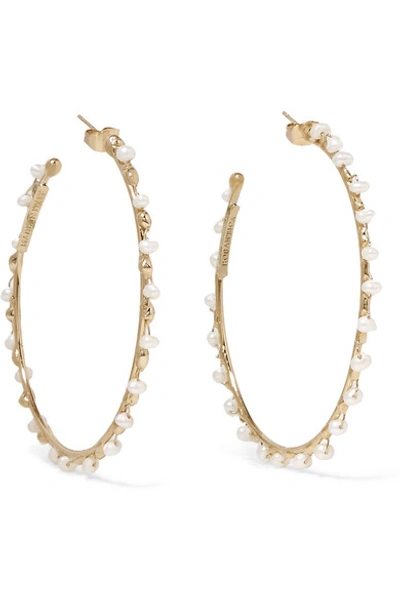 Shop Rosantica Angola Gold-tone Freshwater Pearl Hoop Earrings