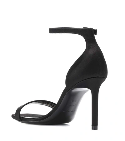 Shop Saint Laurent Amber 85 Satin Sandals In Black