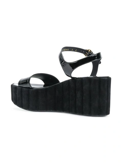 Ferragamo Black Leather Tropea Sandals In Black