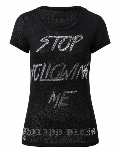 Shop Philipp Plein T-shirt Round Neck Ss "stop"