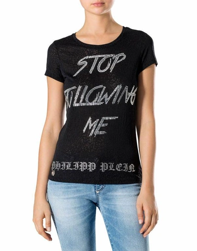 Shop Philipp Plein T-shirt Round Neck Ss "stop"