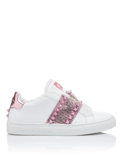 Shop Philipp Plein Lo-top Sneakers "life Is Life" In Rose / Pink