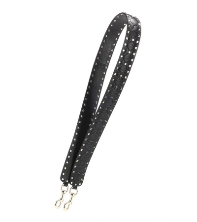 Shop Valentino Rockstud Spike Leather Bag Strap In Black