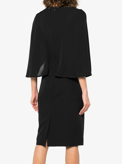 Shop Givenchy Sleeveless Cape Effect Silk Fitted Dress In Black
