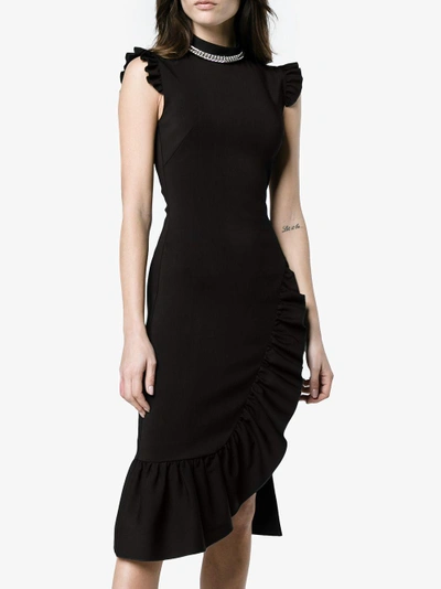 Shop Christopher Kane Sleeveless High Neck Asymmetric Fitted Dress In Black