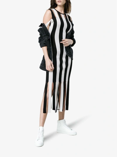 Shop Christopher Kane Knitted Stripe Bodycon Dress In Black