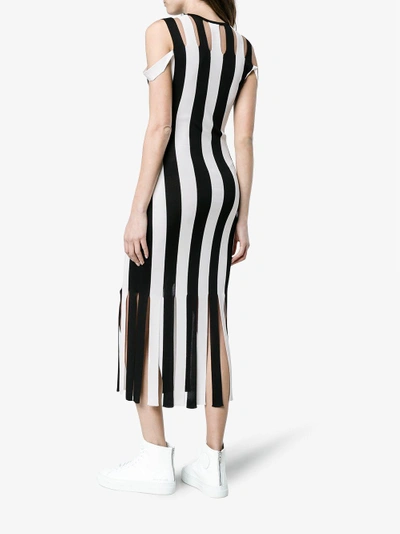 Shop Christopher Kane Knitted Stripe Bodycon Dress In Black