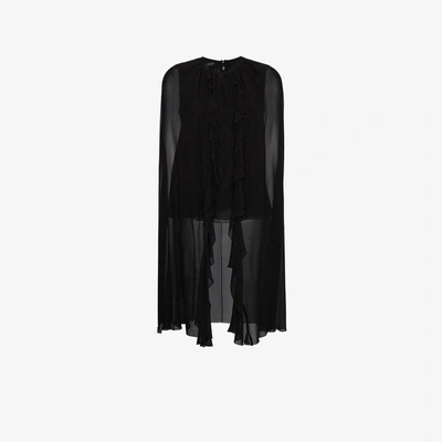 Shop Giambattista Valli Silk Cape Shoulder Top In Black