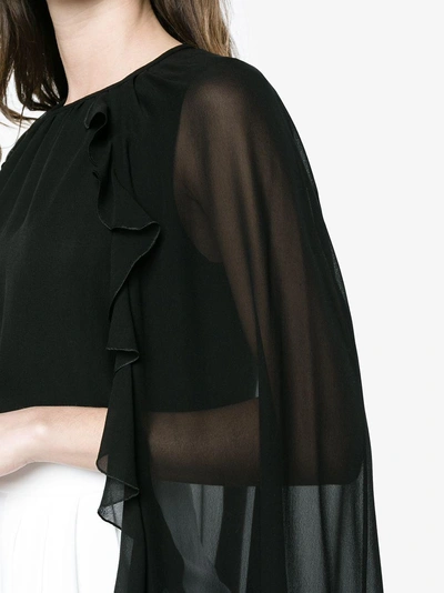 Shop Giambattista Valli Silk Cape Shoulder Top In Black
