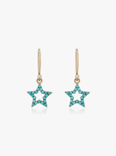 Shop Rosa De La Cruz Turquoise Star Earrings In Blue