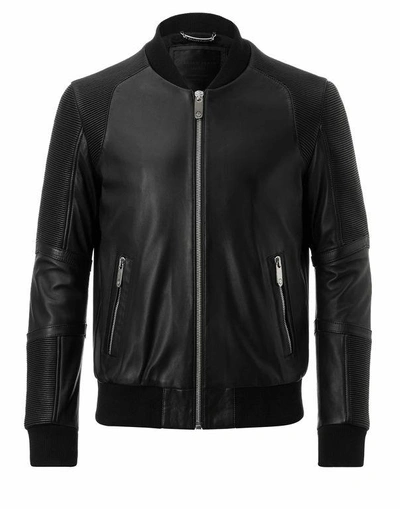 Shop Philipp Plein Leather Jacket "dalibor"