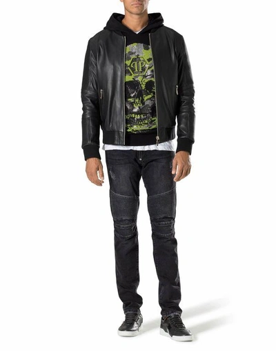 Shop Philipp Plein Leather Jacket "dalibor"