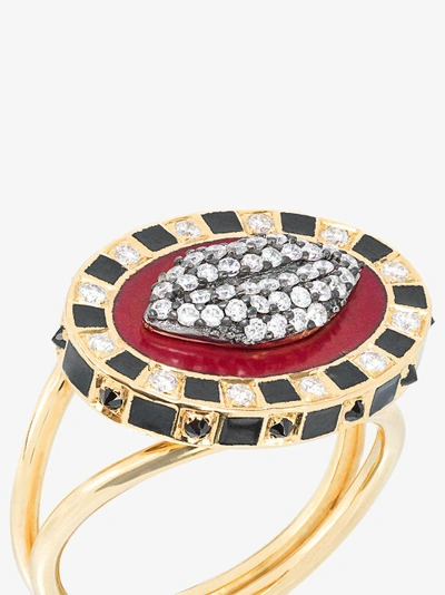 Shop Holly Dyment 18k Yellow Gold Glam Lip Diamond Ring In Metallic