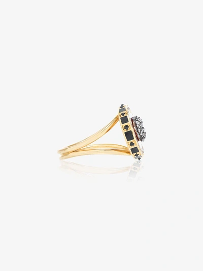 Shop Holly Dyment 18k Yellow Gold Glam Lip Diamond Ring In Metallic
