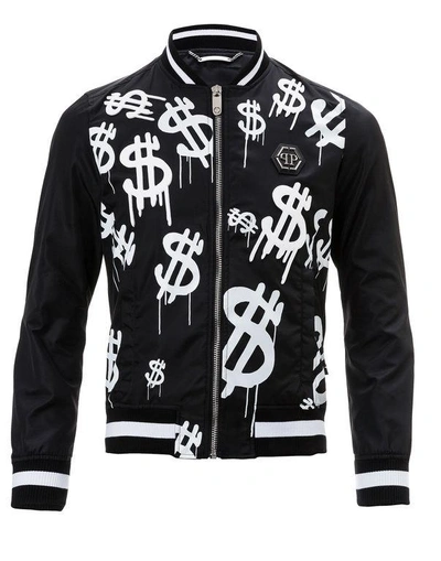 Shop Philipp Plein Nylon Jacket "white Money"