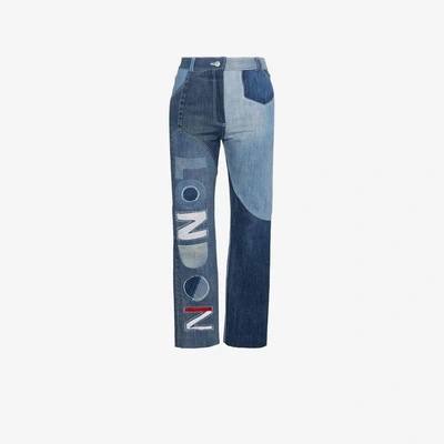 Shop Ronald Van Der Kemp London High-waisted Patchwork Jeans In Blue