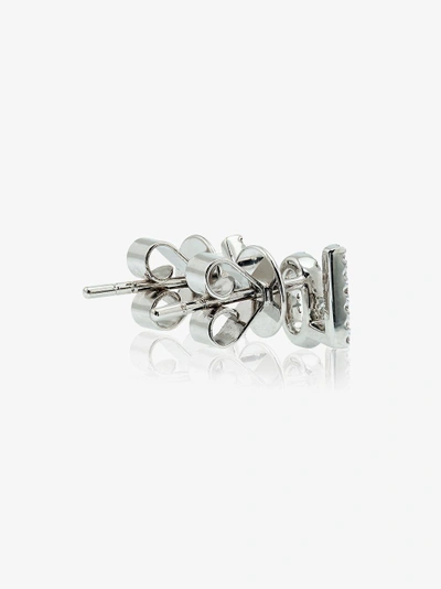 Shop Rosa De La Cruz White Gold And Diamond Love Studs In Metallic