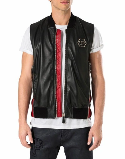 Shop Philipp Plein Leather Vest Short "my Kind"