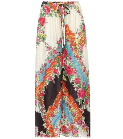 Shop Gucci Printed Wide-leg Trousers In Multicoloured